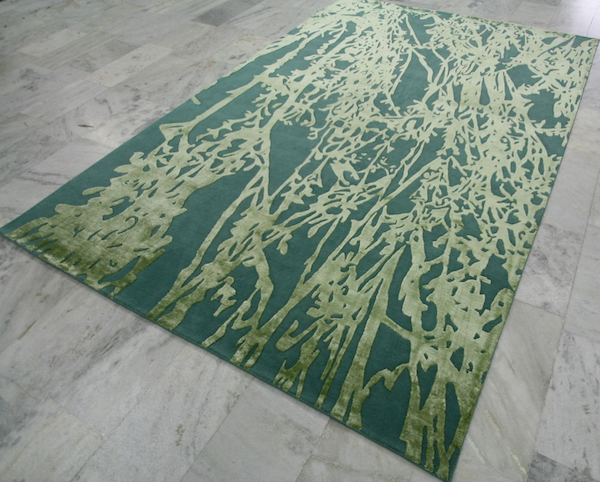 green rug botanical tree leaves organic