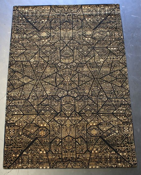 Black and gold rug