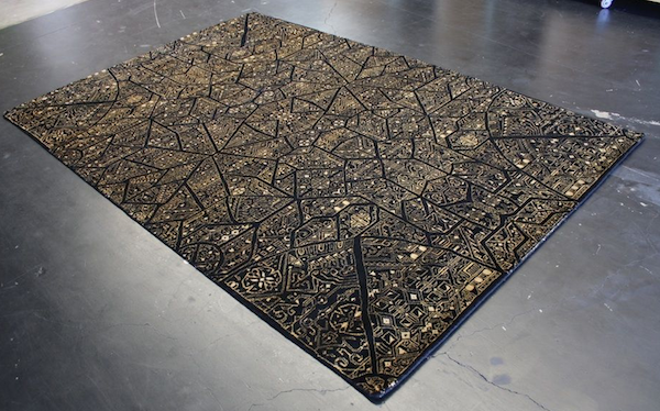 Black and gold rug