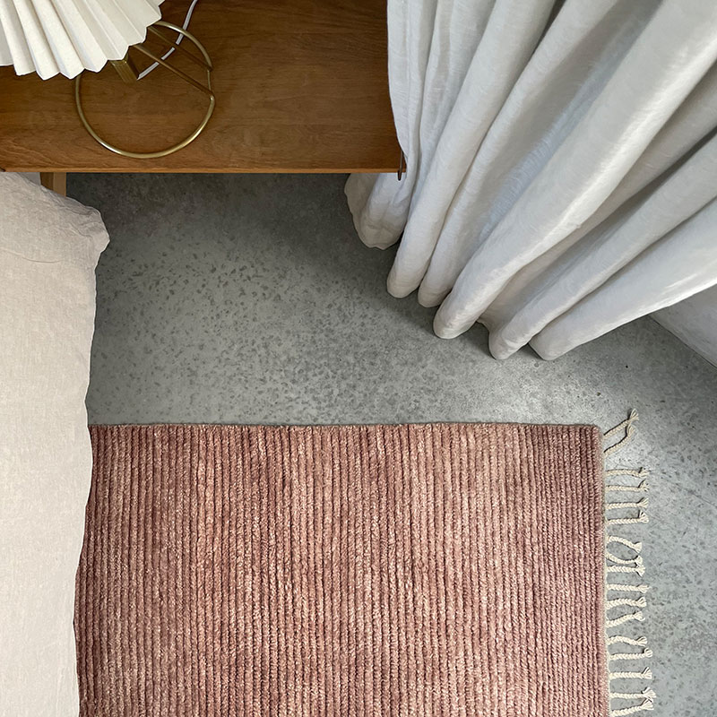 Textured, hand woven, New Zealand wool, pink, blush rug