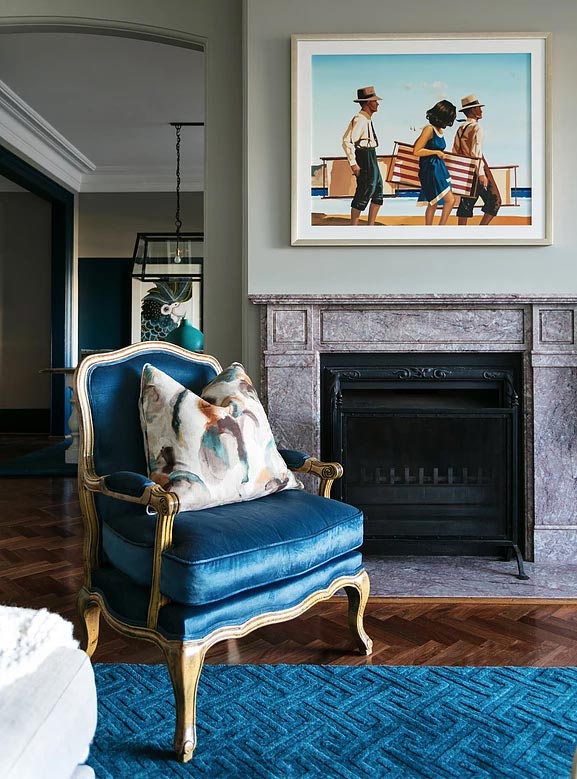 geometric blue rug