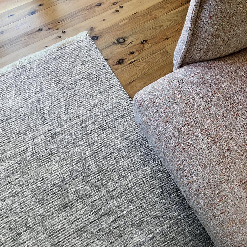 Textured wool, art silk, soft grey rug