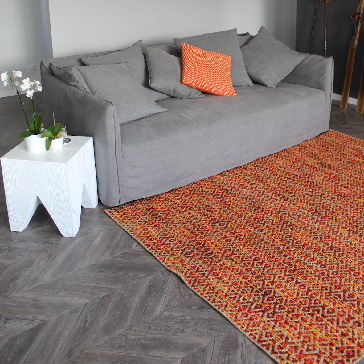 orange texture rug