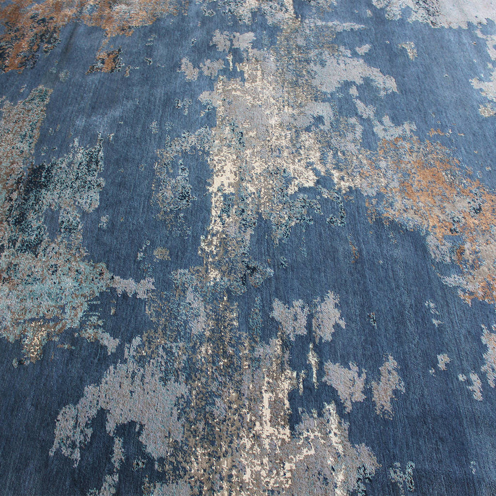 Modern blue wool rug