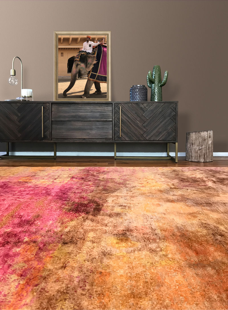 Vivid, multi coloured, silk rug
