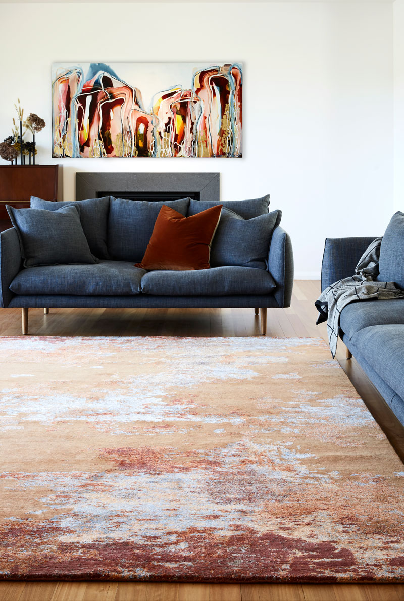 Desert tones, rust and silver highligts, luxury rug