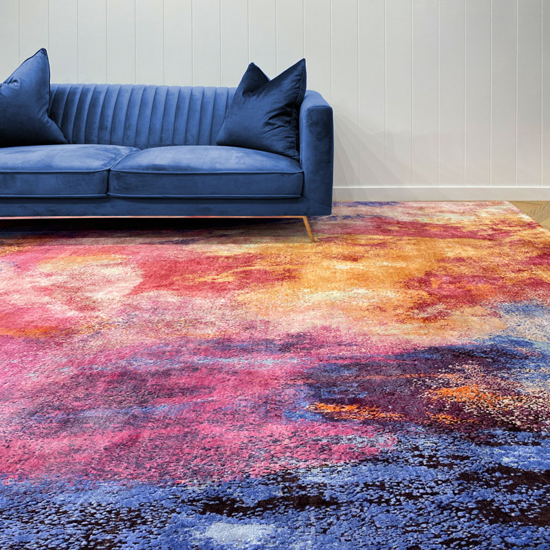 Wool and Silk, jewel colours. luxury hand knotted rug