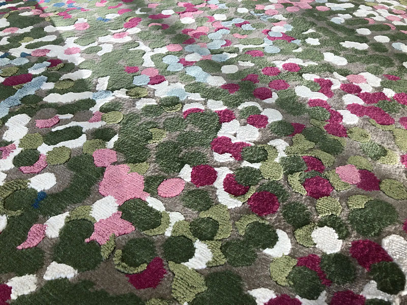 One off custom wool rug, cherry blossom colours