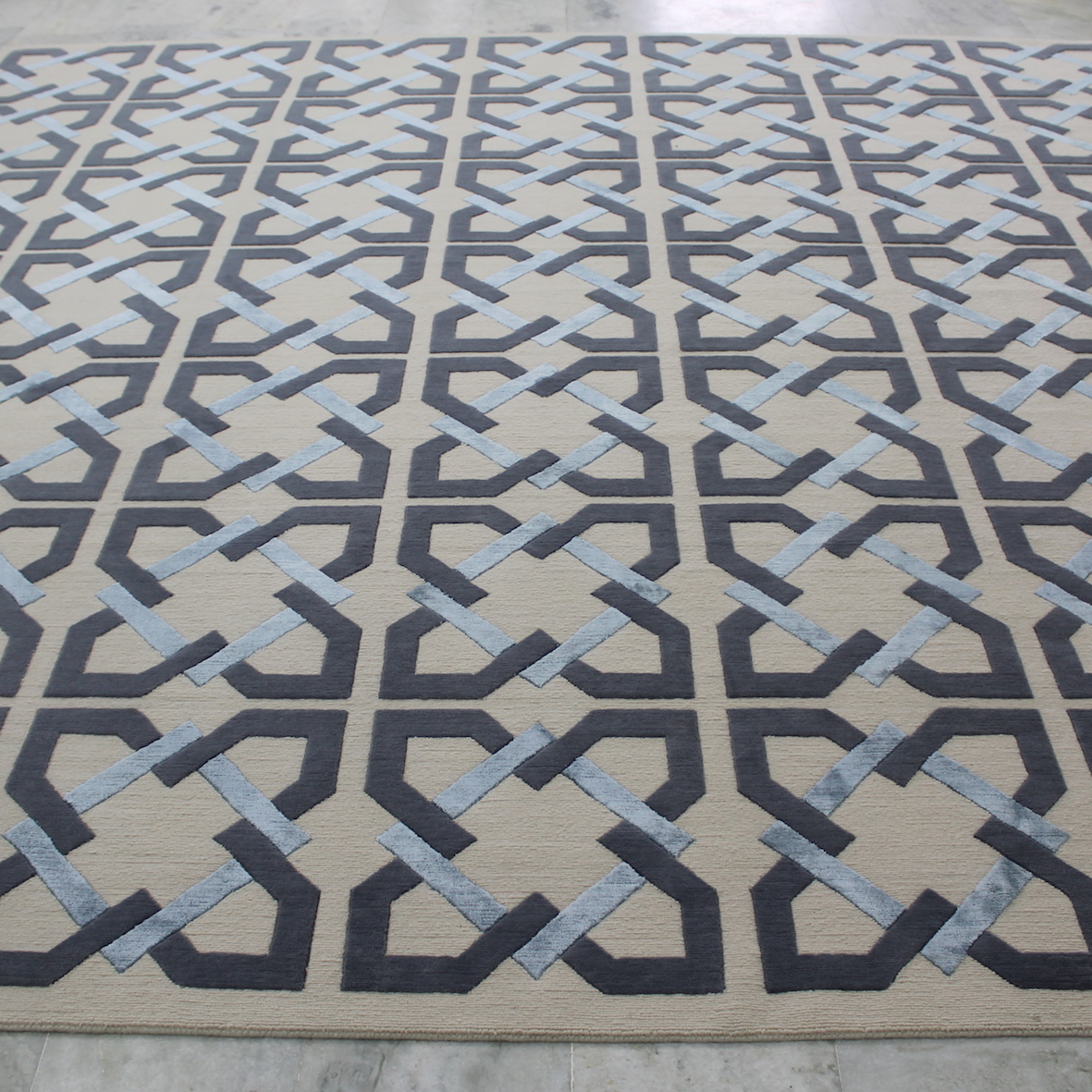 Sky blue geometric rug
