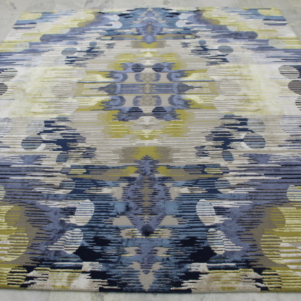 Abstract blue yellow rug
