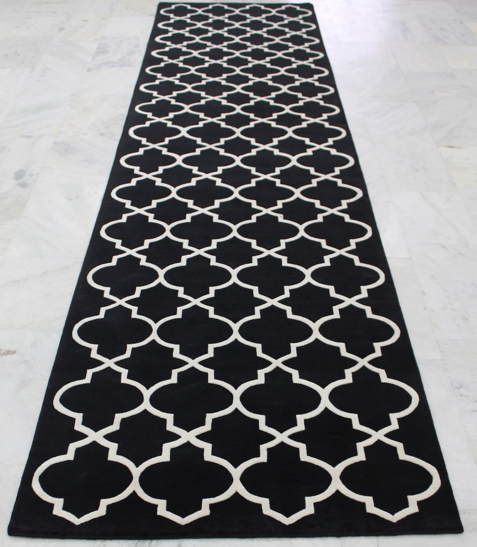 Black hall runner rug