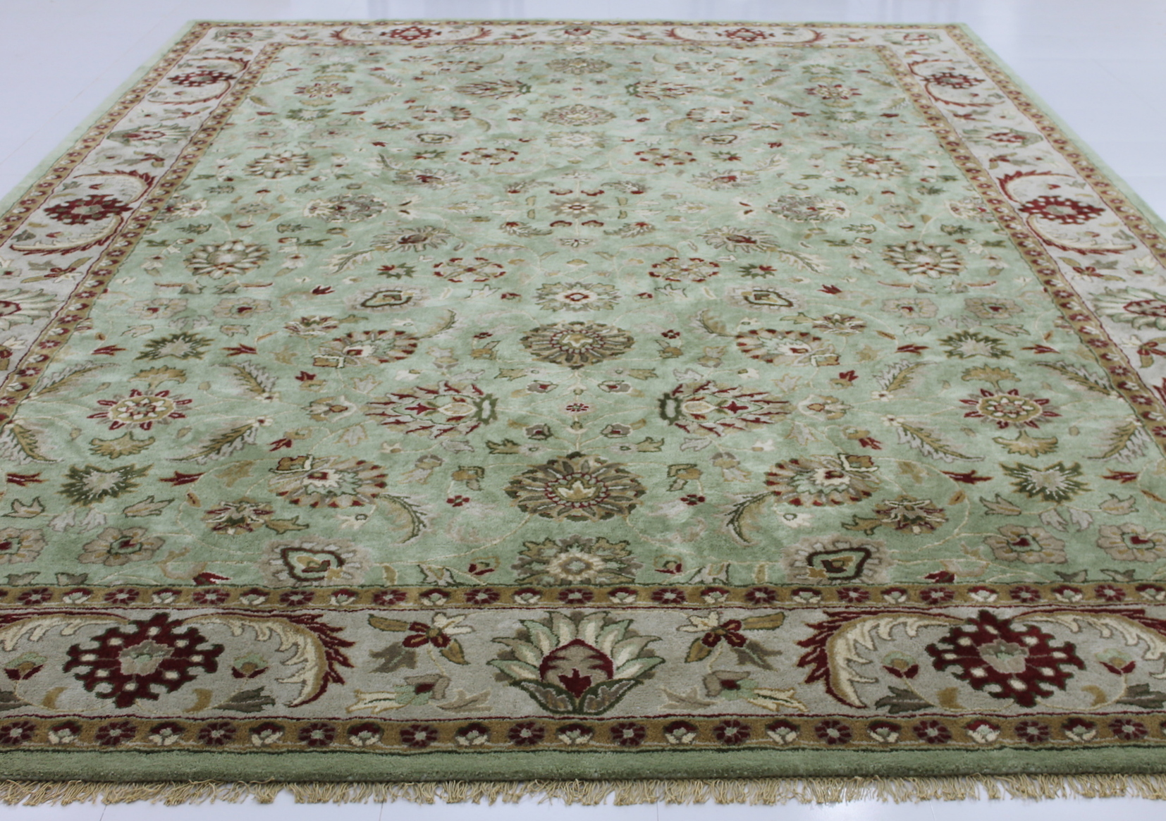 Traditional persian border rug green