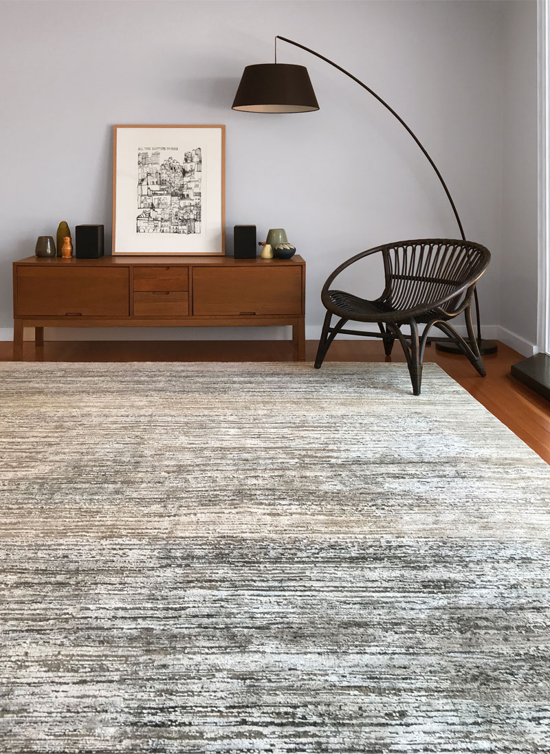 Wool and Silk  Brown Grey Neutral textured rug