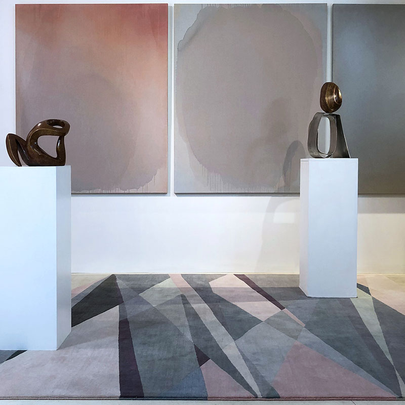 Geometric, wool, pink, grey, neutral luxury rug