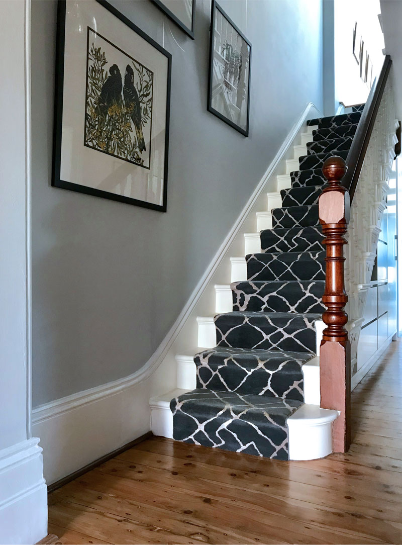 Stair Runner, Black and White, wool rug