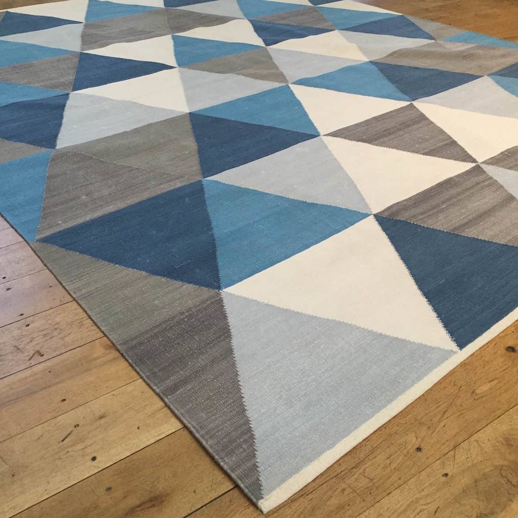 Geometric blue rug