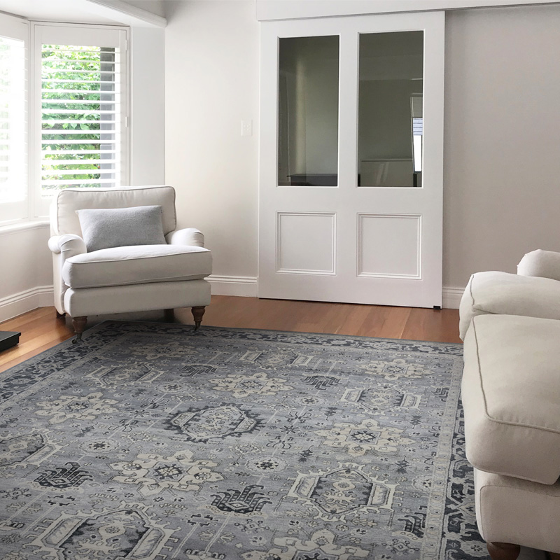 Timeless, neutral tones, grey, cream wool rug