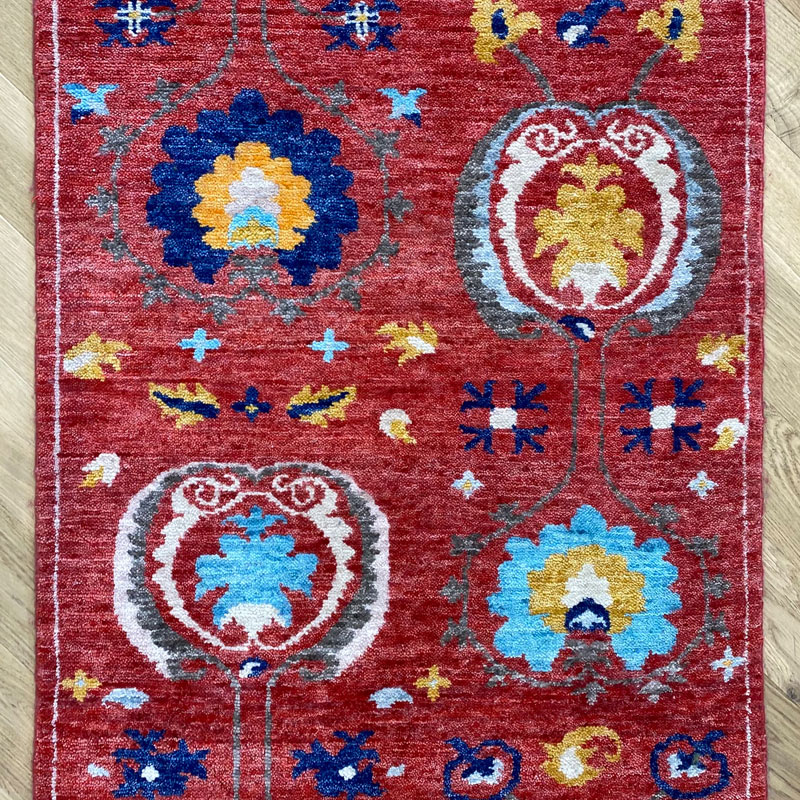 Traditional floral motife red, blue and yellow runner