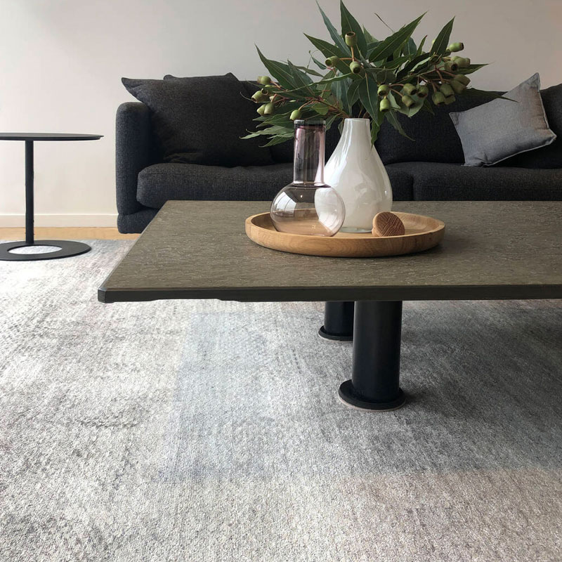 Wool and silk elegant charcoal rug