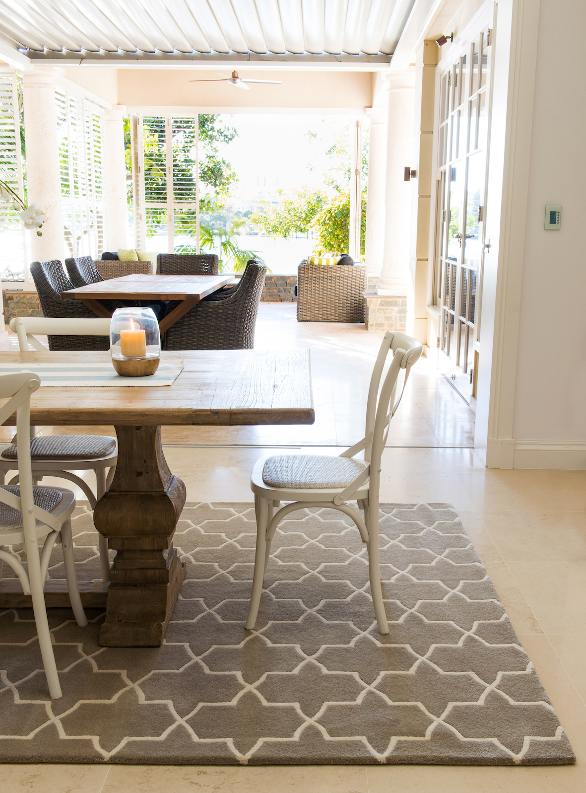 Neutral dining rug