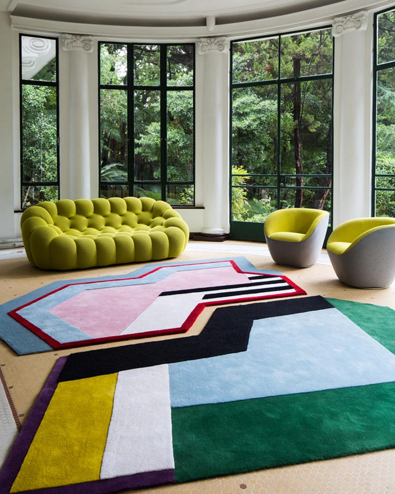Custom shape rug, angular, wool, luxury