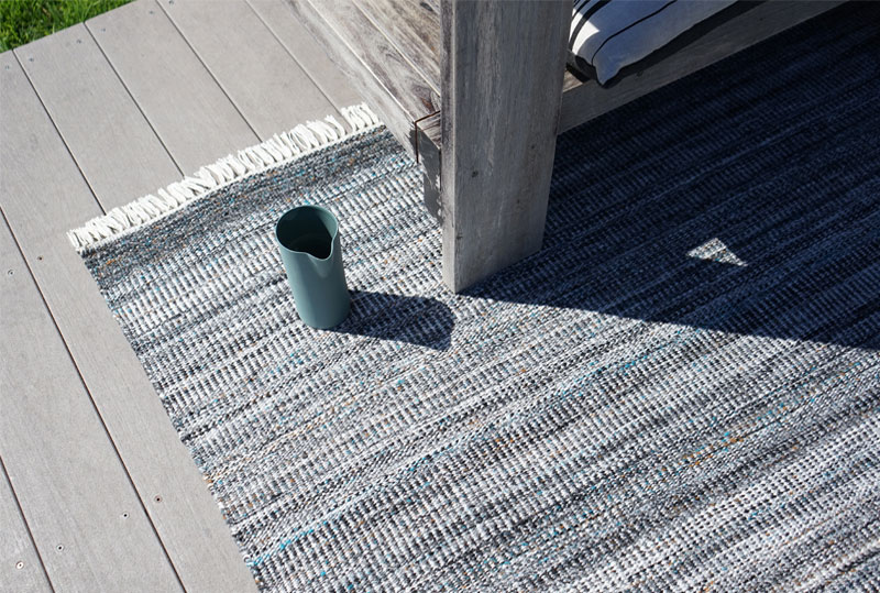 Outdoor, PET, easy care, textured, grey, black, neutral, teal indoor rug