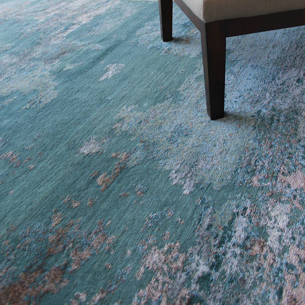 Teal custom rug