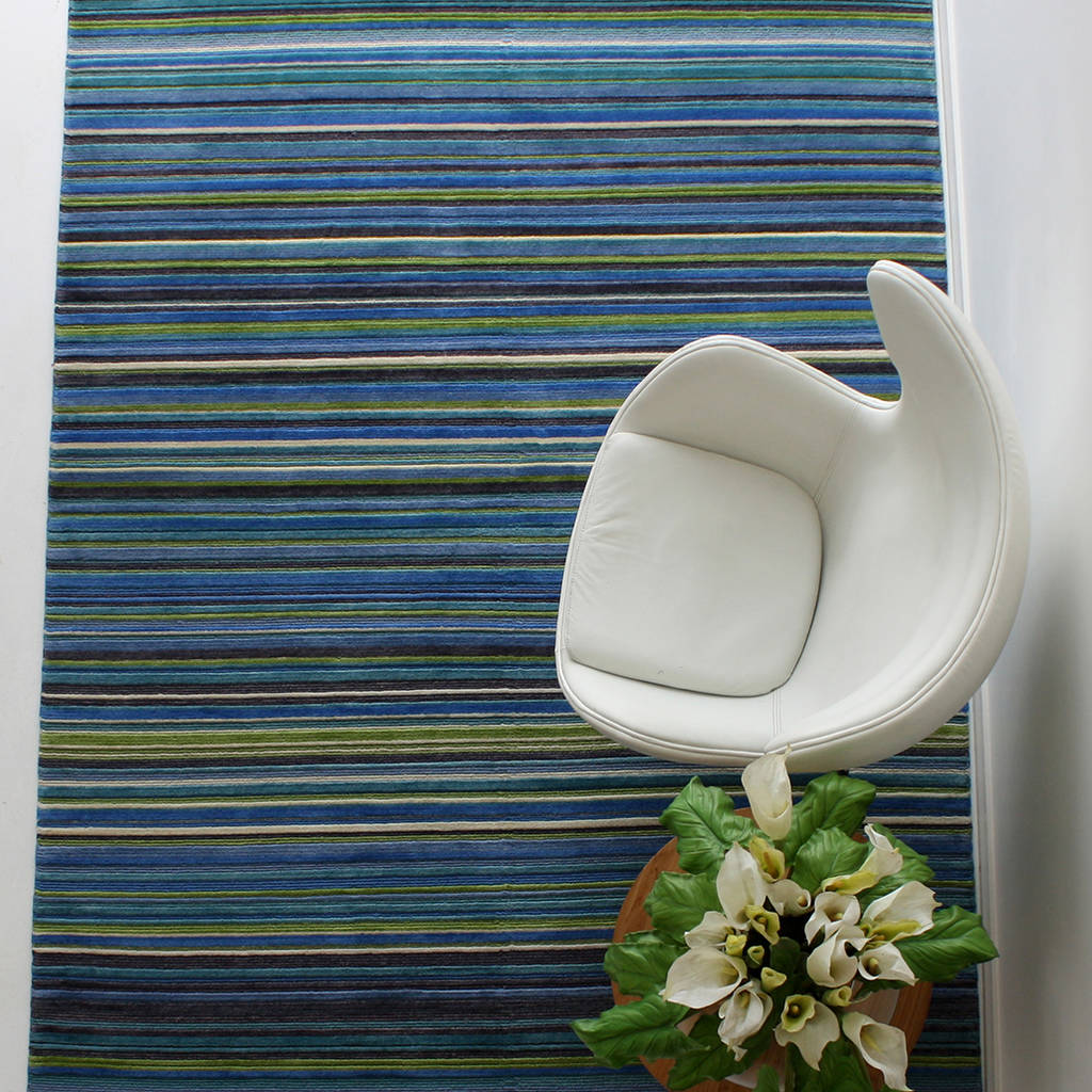 Stripe rug blue