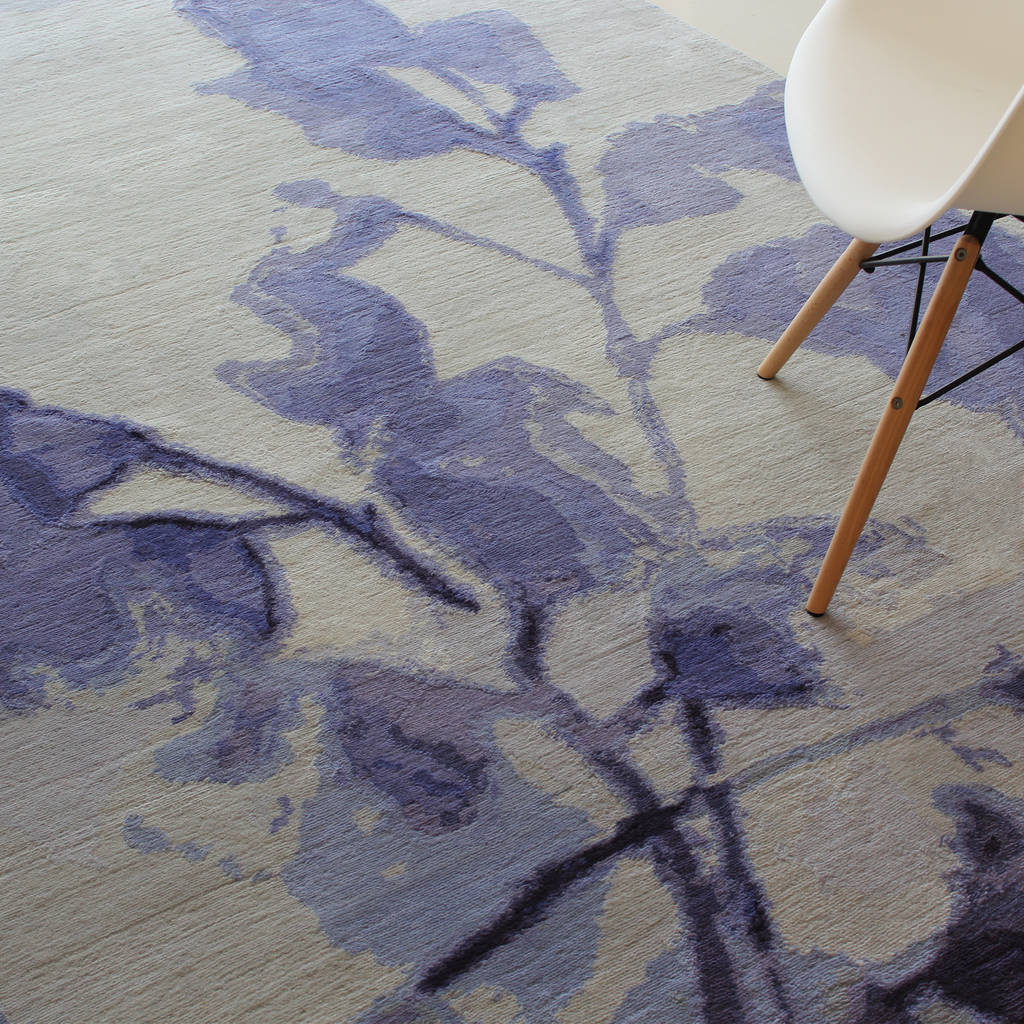 Floral design purple rug