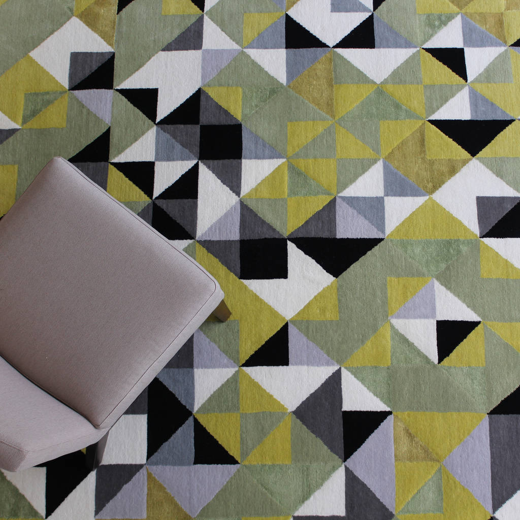 Geometric green rug