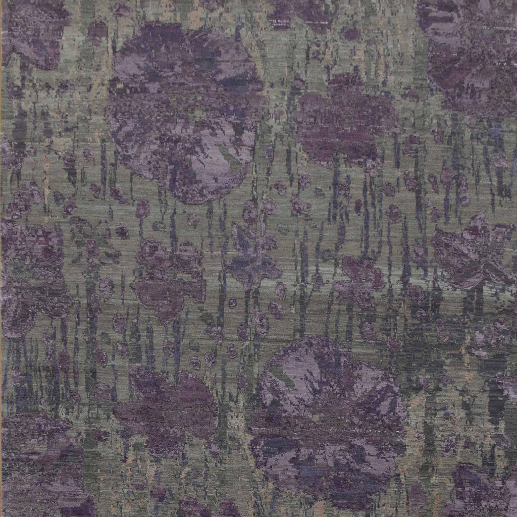 Modi Grey Purple floral rug Jenny Jones modern rug Luxury traditional