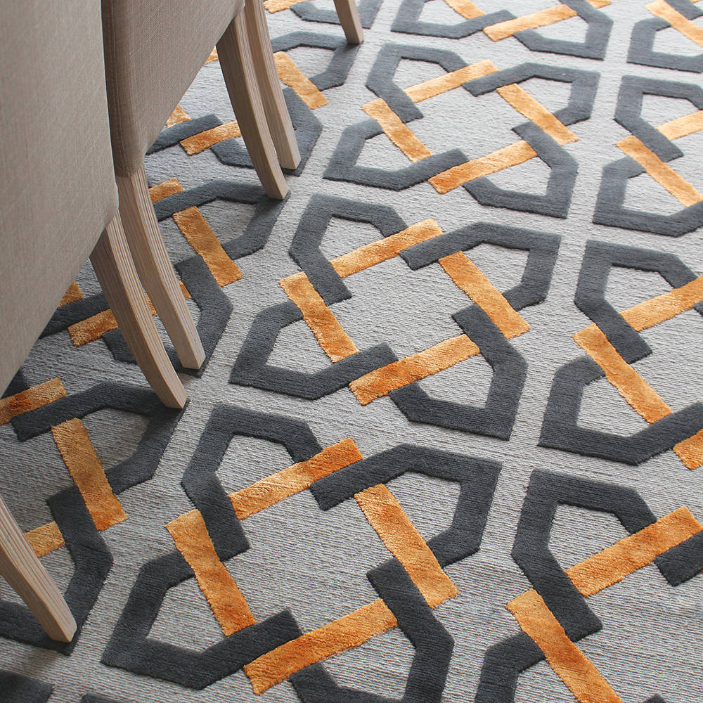 Orange geometric rug