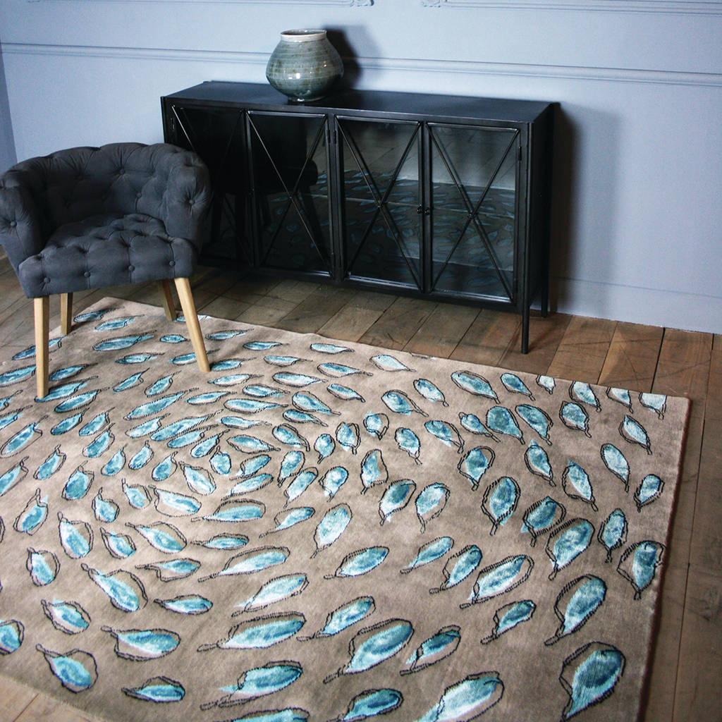 Spirit Blue floral custom design traditional rug