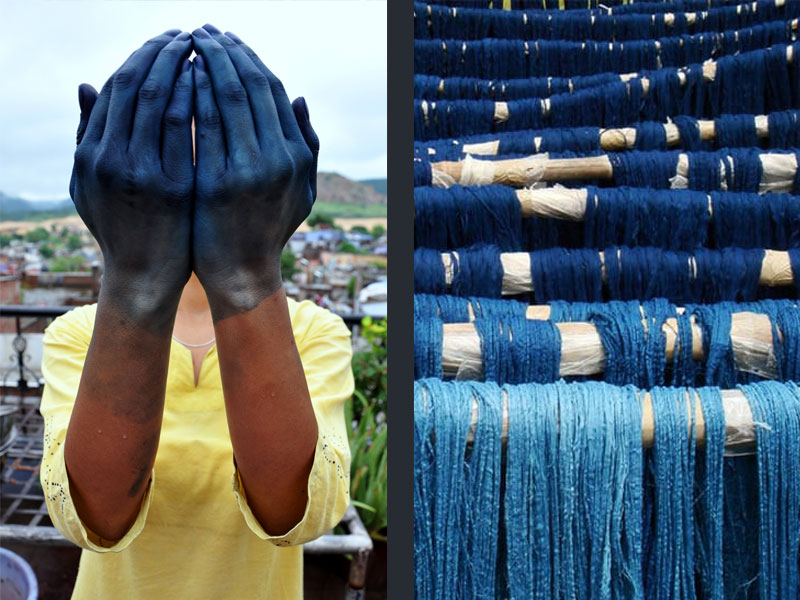 Natural blue, indigo rug dyes