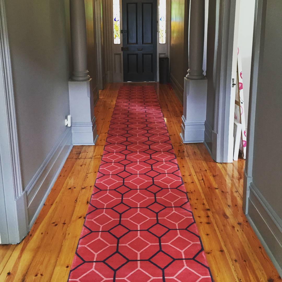 Geometric hallway runner custom rugs traditional