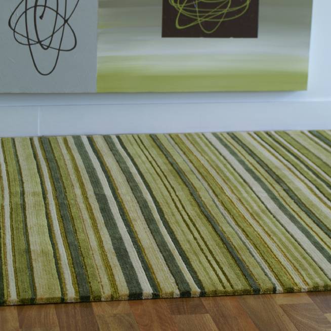 Green stripy custom rug