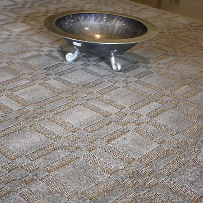 Neutral Grey Custom patterned geometric rug